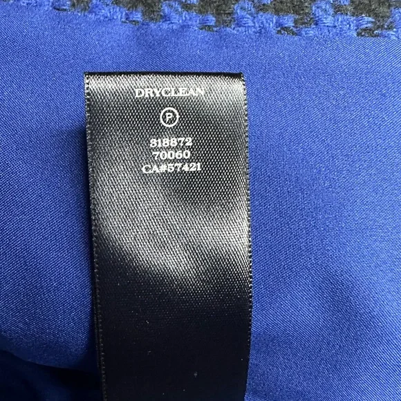 Ann Taylor Women's 2P Petite Blazer Blue Black Houndstooth Cotton Wool LS - Picture 11 of 13